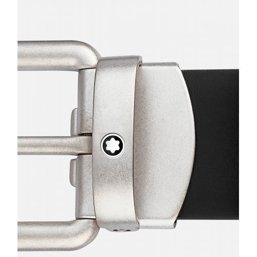 Ремень Montblanc черный кожаный матовая пряжка | MB129453